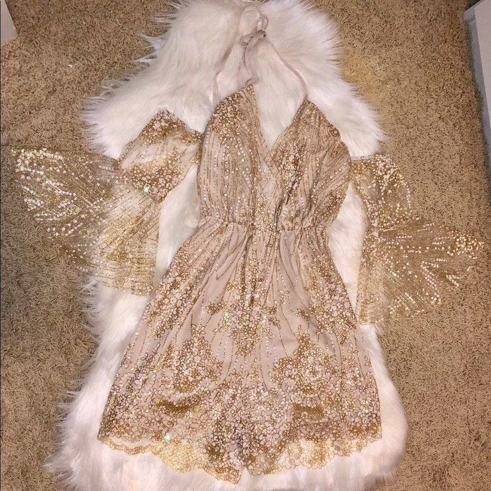 XS cream/pink off the shoulder romper